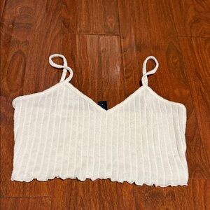 SHEIN Cream Ribbed Camisole Top